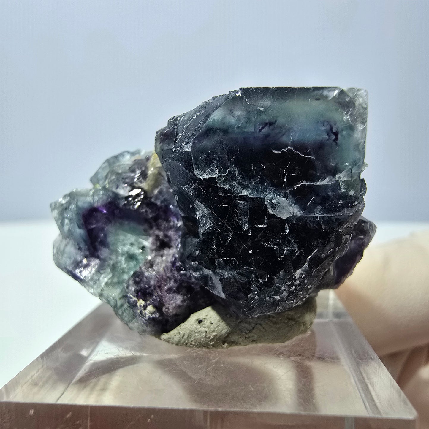 Phantom Fluorit Würfel Stufe, grün lila Okorusu, Namibia 34*21*19mm