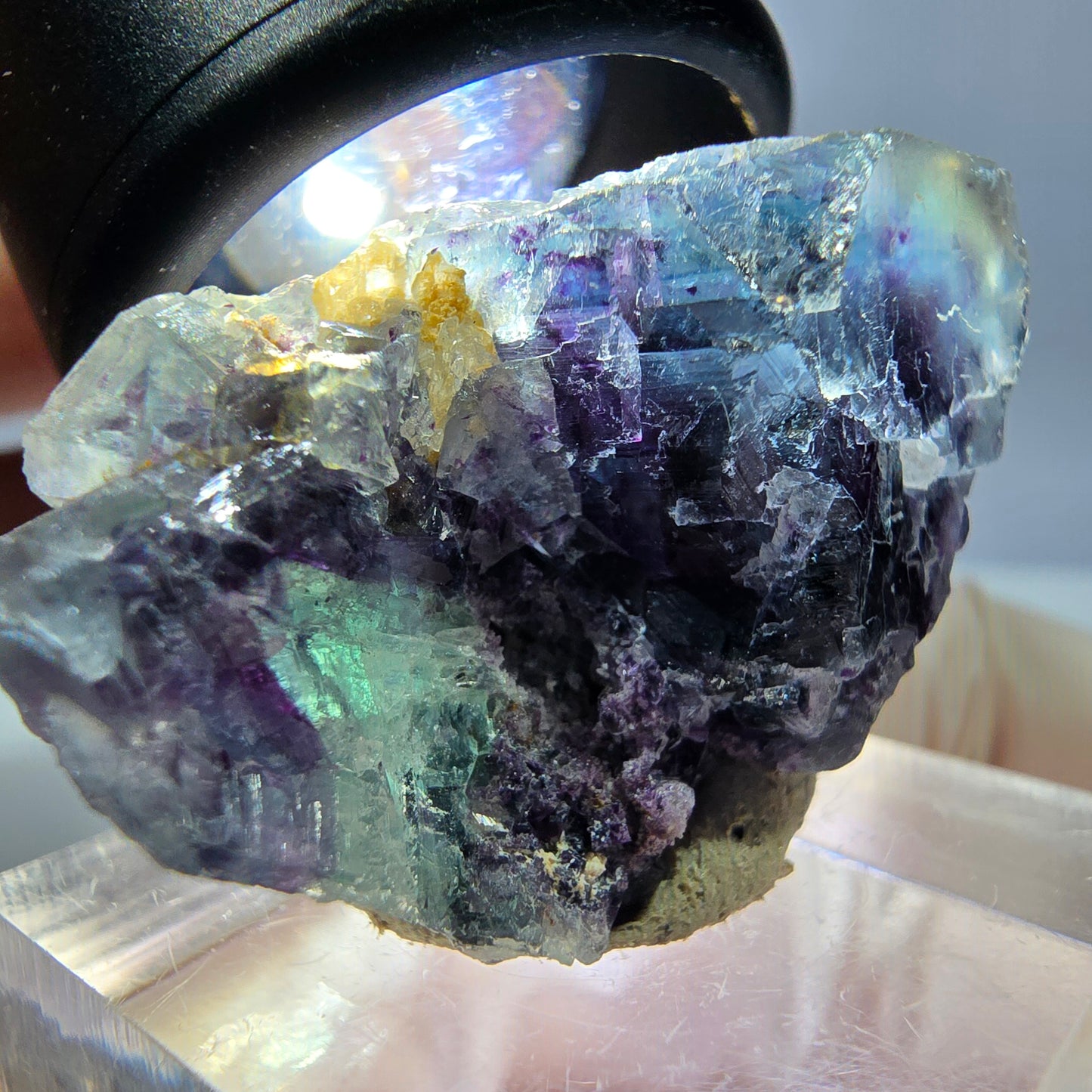 Phantom Fluorit Würfel Stufe, grün lila Okorusu, Namibia 34*21*19mm