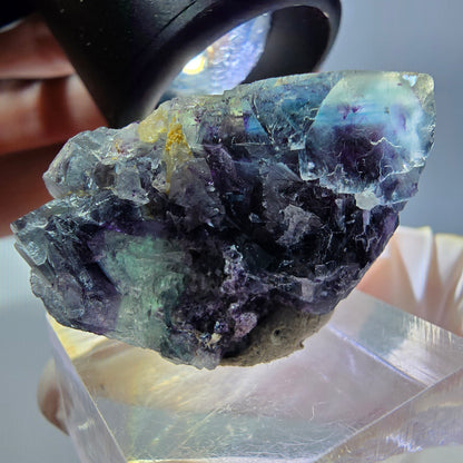 Phantom Fluorit Würfel Stufe, grün lila Okorusu, Namibia 34*21*19mm
