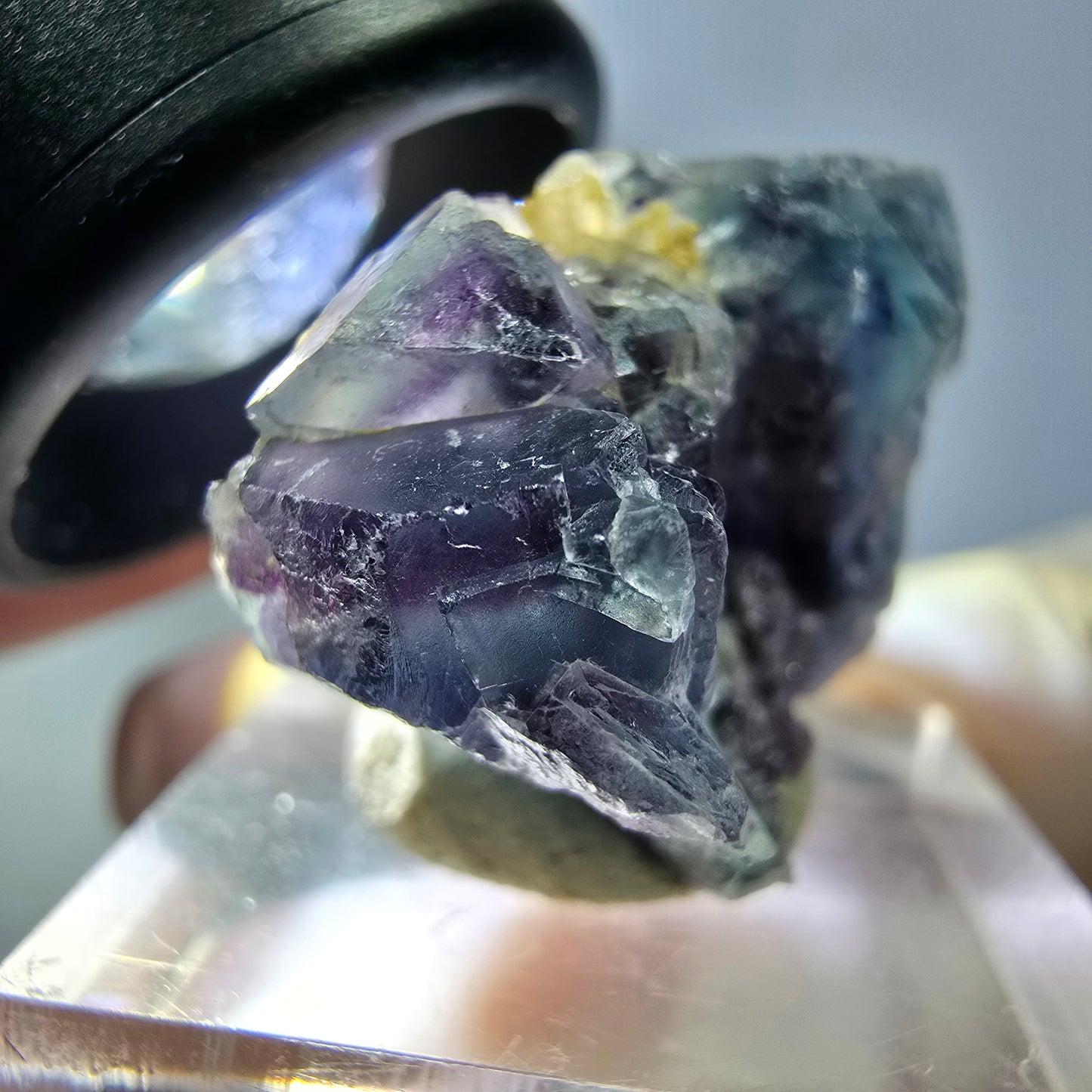 Phantom Fluorit Würfel Stufe, grün lila Okorusu, Namibia 34*21*19mm