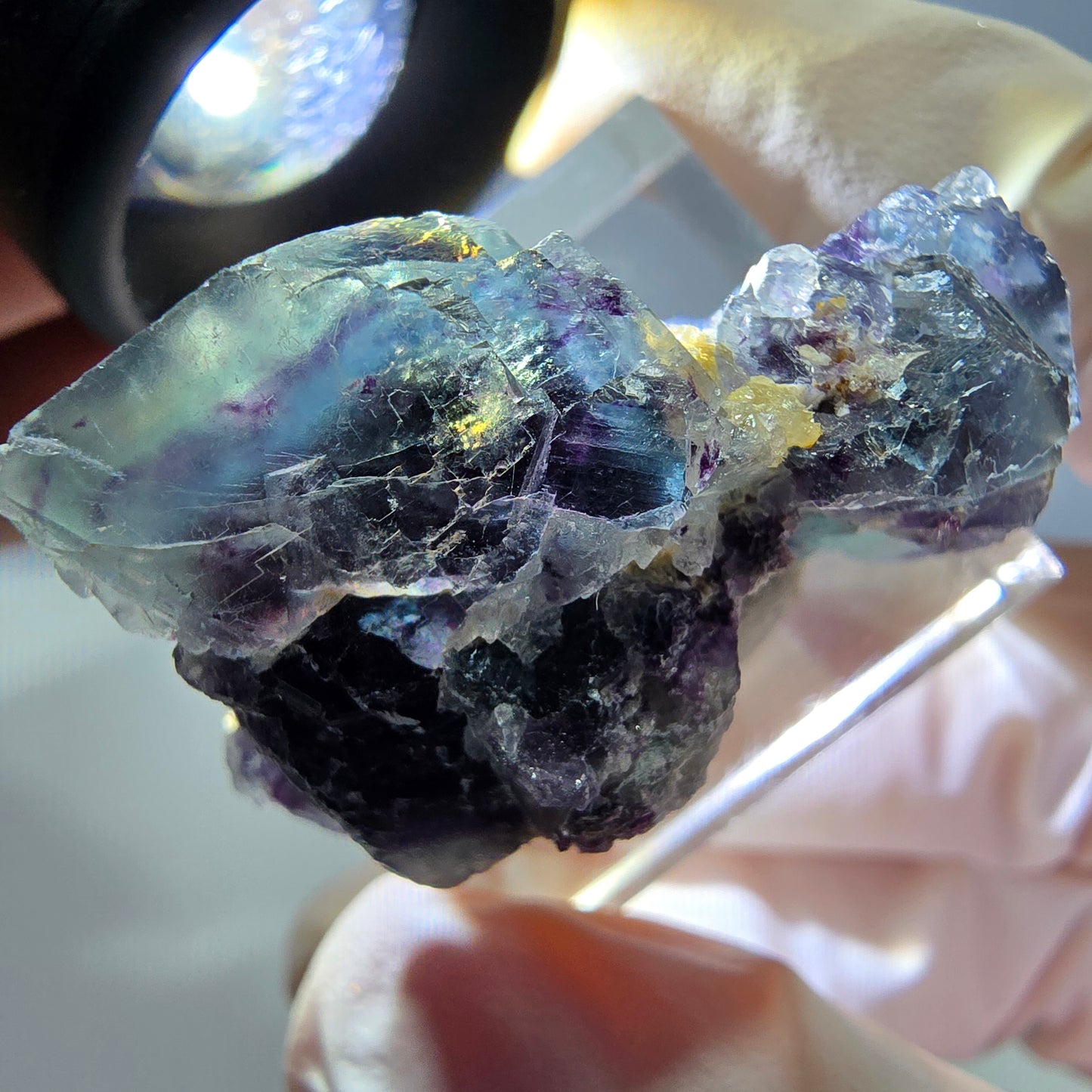 Phantom Fluorit Würfel Stufe, grün lila Okorusu, Namibia 34*21*19mm