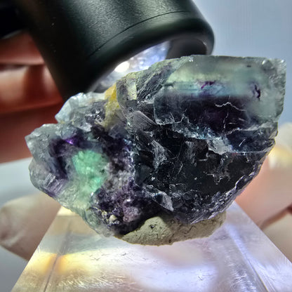 Phantom Fluorit Würfel Stufe, grün lila Okorusu, Namibia 34*21*19mm