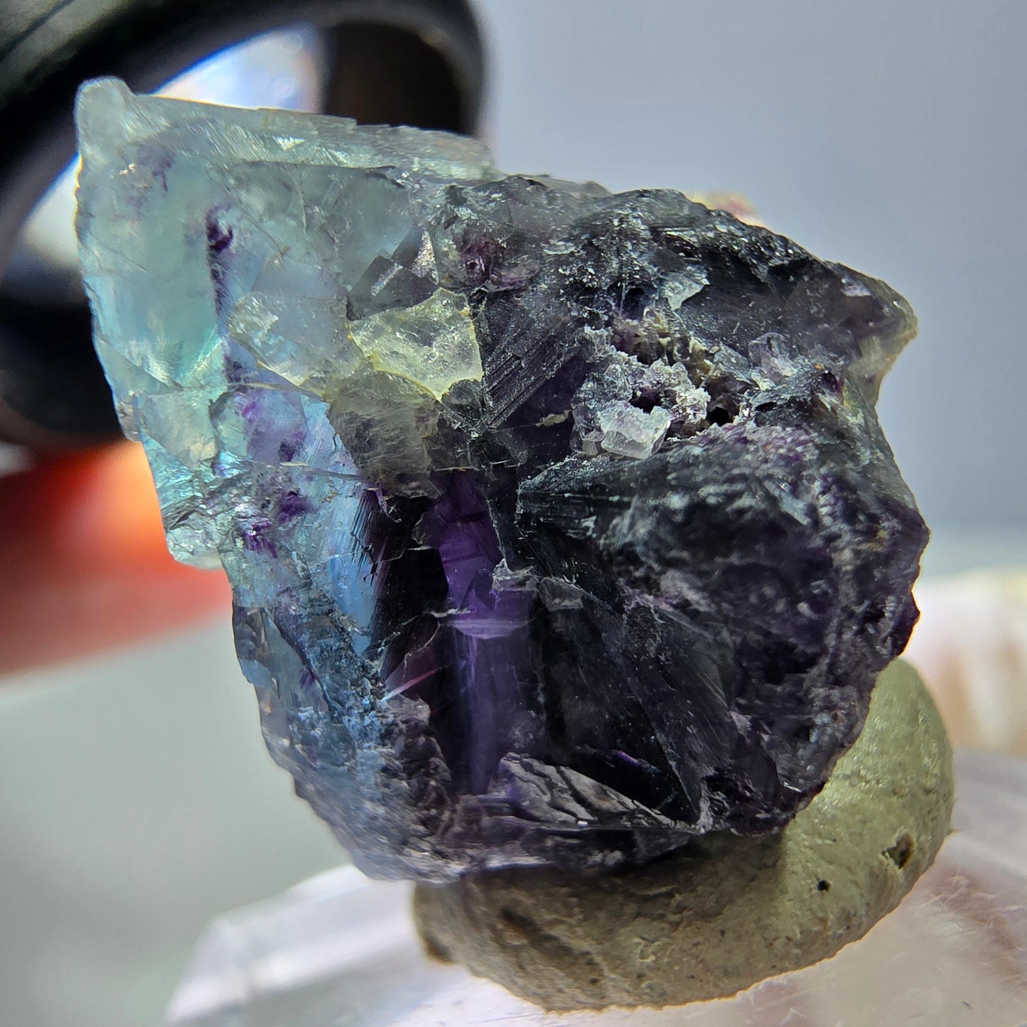 Phantom Fluorit Würfel Stufe, grün lila Okorusu, Namibia 34*21*19mm