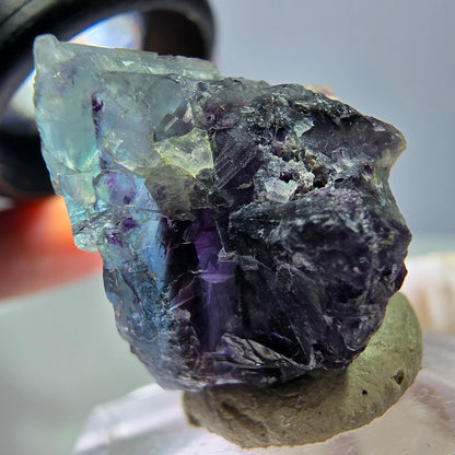 Phantom Fluorit Würfel Stufe, grün lila Okorusu, Namibia 34*21*19mm