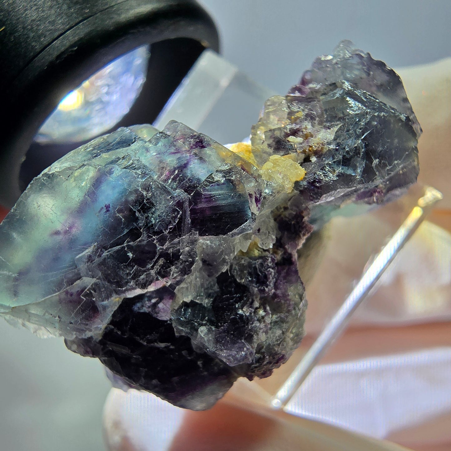 Phantom Fluorit Würfel Stufe, grün lila Okorusu, Namibia 34*21*19mm