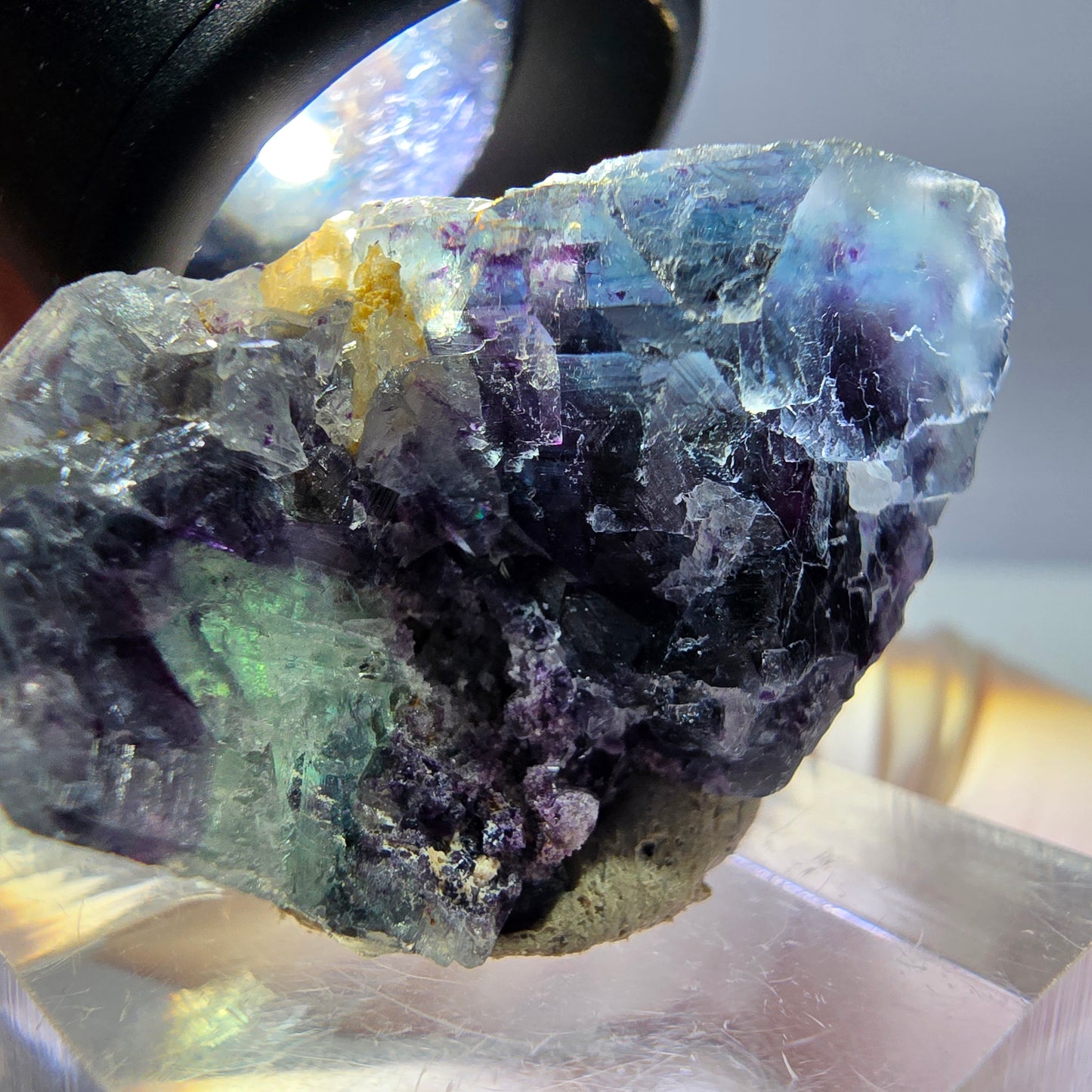 Phantom Fluorit Würfel Stufe, grün lila Okorusu, Namibia 34*21*19mm