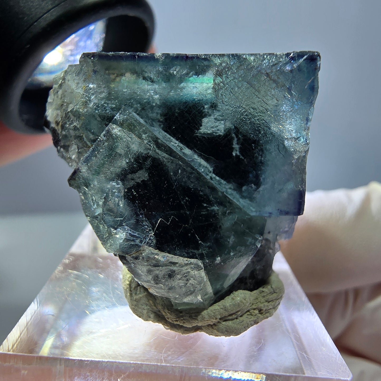 Phantom Fluorit Würfel Stufe, grün lila Okorusu, Namibia 33*30*23mm