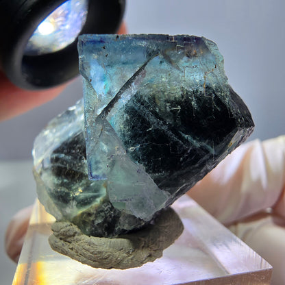 Phantom Fluorit Würfel Stufe, grün lila Okorusu, Namibia 33*30*23mm