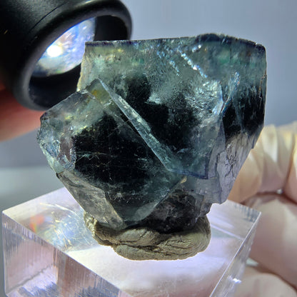 Phantom Fluorit Würfel Stufe, grün lila Okorusu, Namibia 33*30*23mm