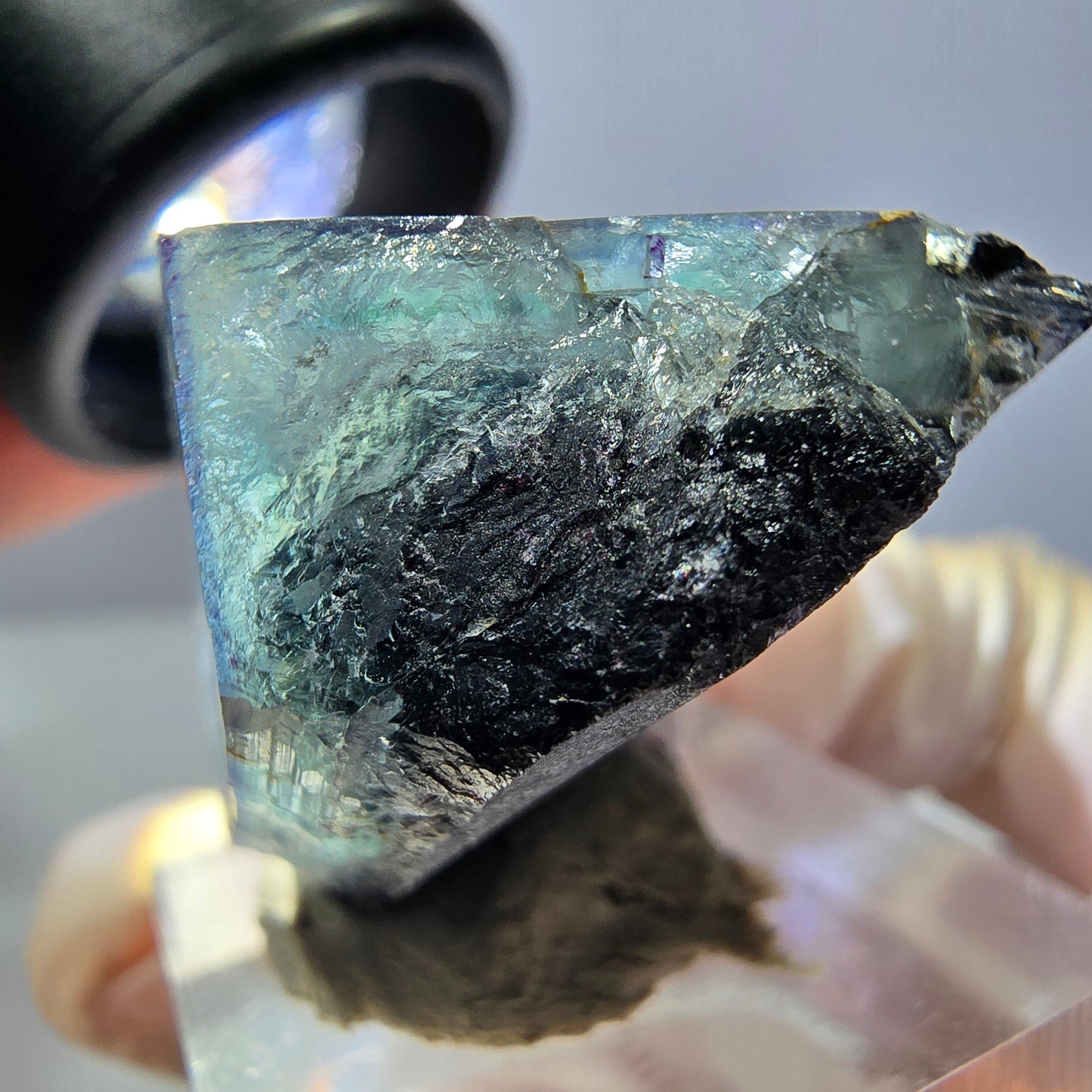 Phantom Fluorit Würfel Stufe, grün lila Okorusu, Namibia 33*30*23mm