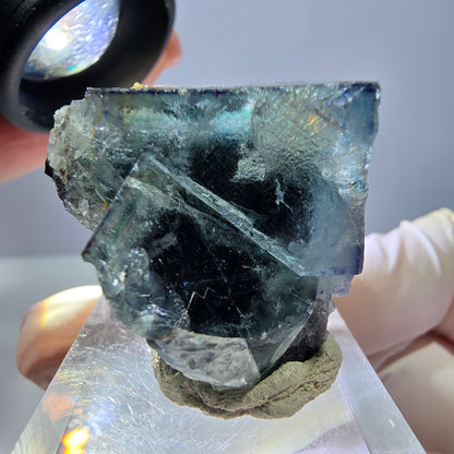 Phantom Fluorit Würfel Stufe, grün lila Okorusu, Namibia 33*30*23mm