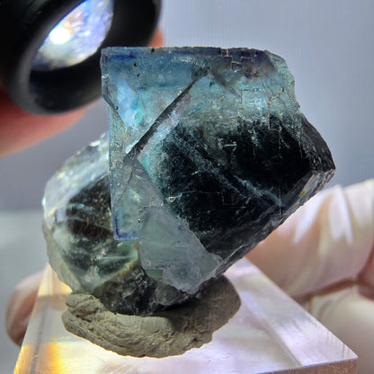Phantom Fluorit Würfel Stufe, grün lila Okorusu, Namibia 33*30*23mm