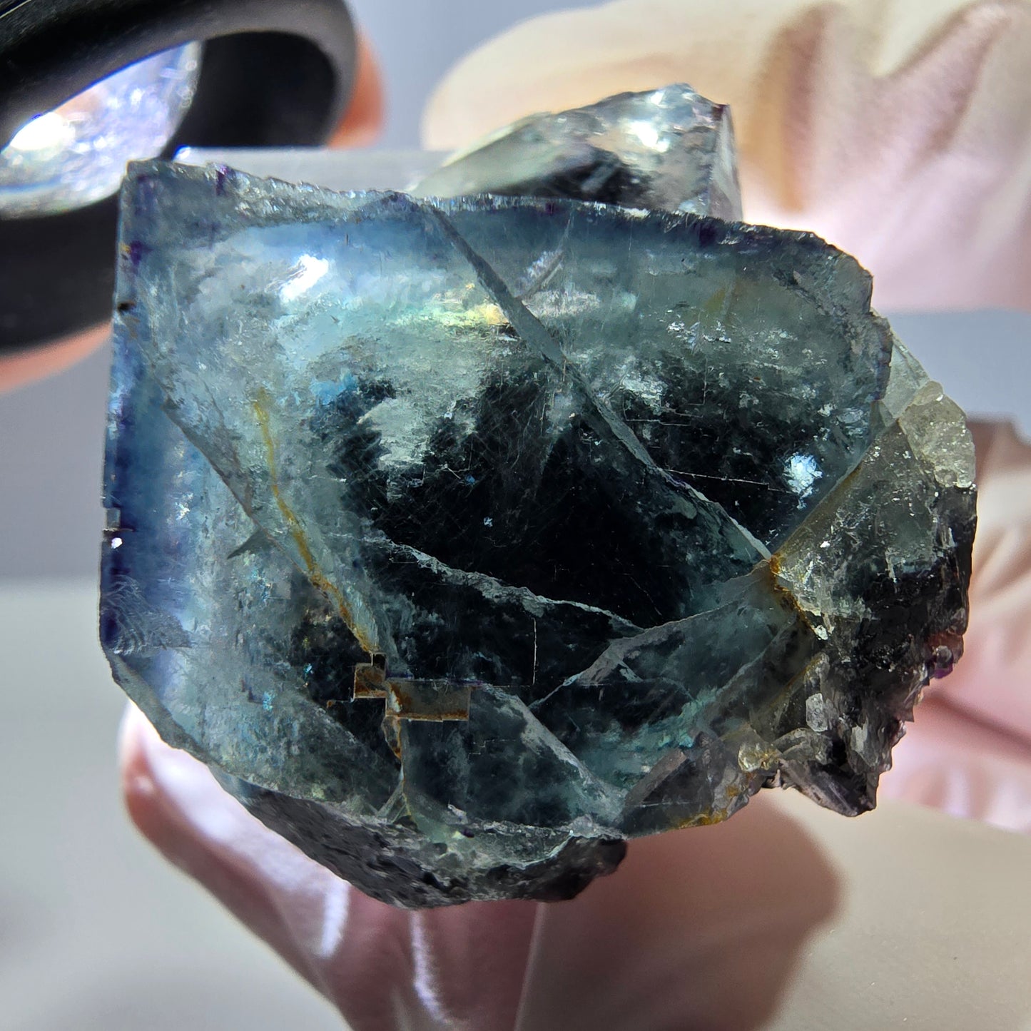 Phantom Fluorit Würfel Stufe, grün lila Okorusu, Namibia 33*30*23mm
