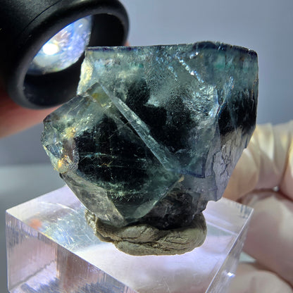 Phantom Fluorit Würfel Stufe, grün lila Okorusu, Namibia 33*30*23mm