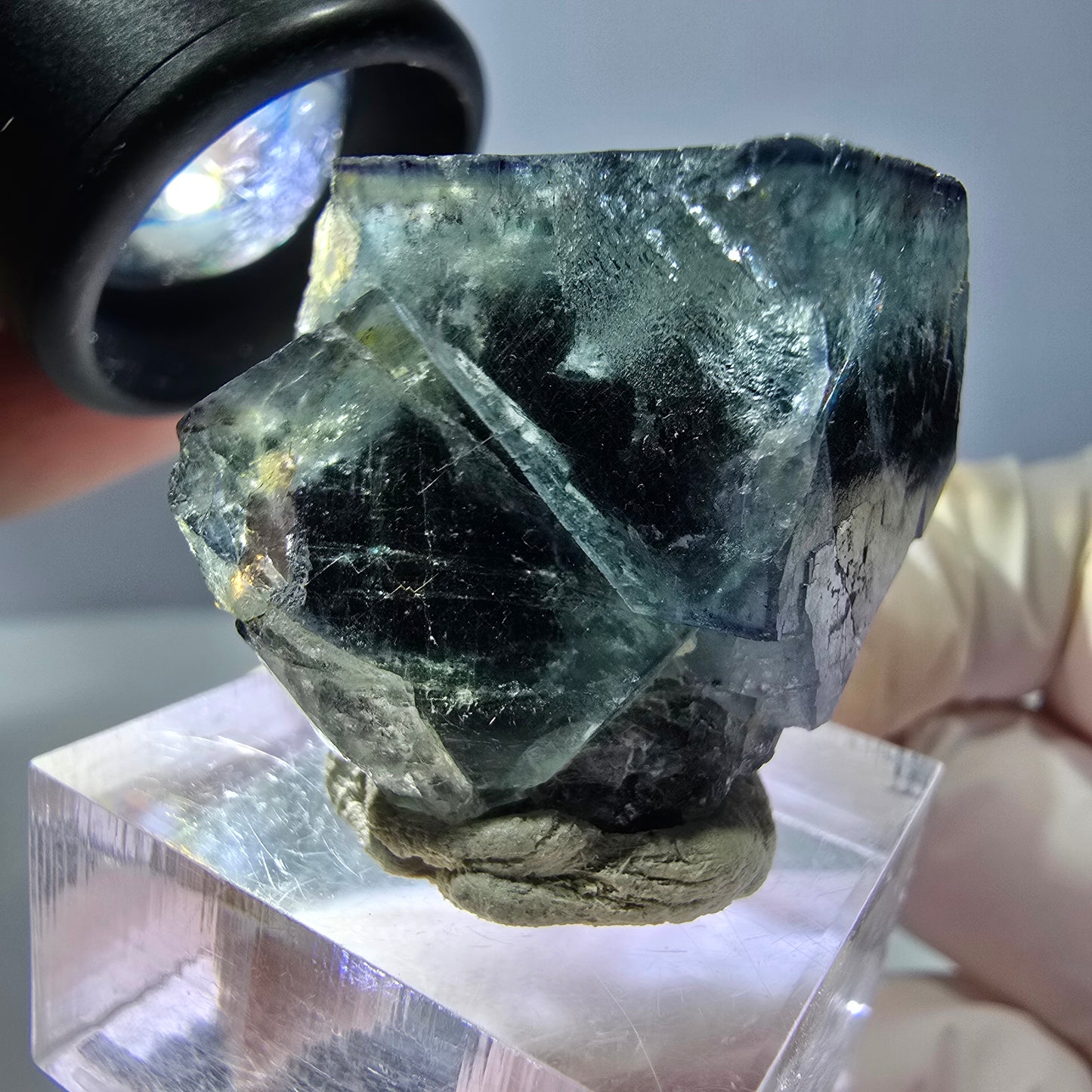 Phantom Fluorit Würfel Stufe, grün lila Okorusu, Namibia 33*30*23mm