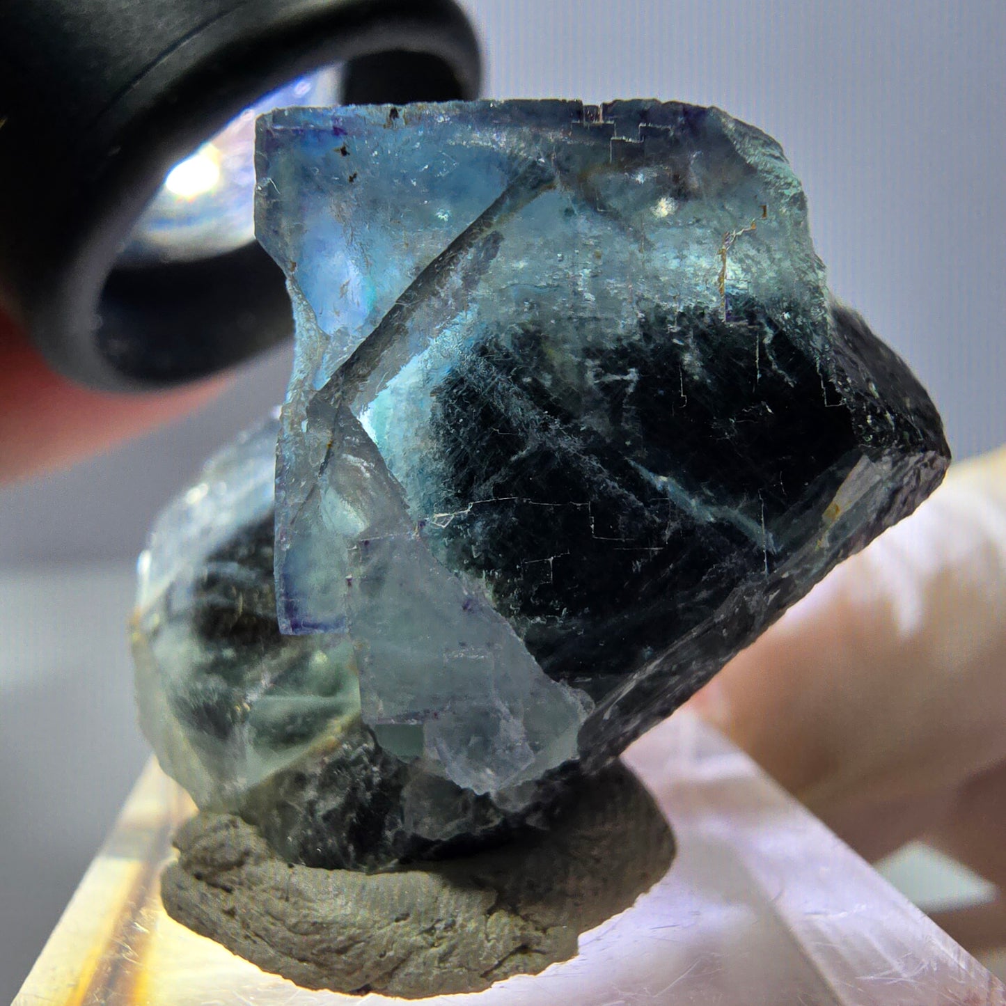 Phantom Fluorit Würfel Stufe, grün lila Okorusu, Namibia 33*30*23mm