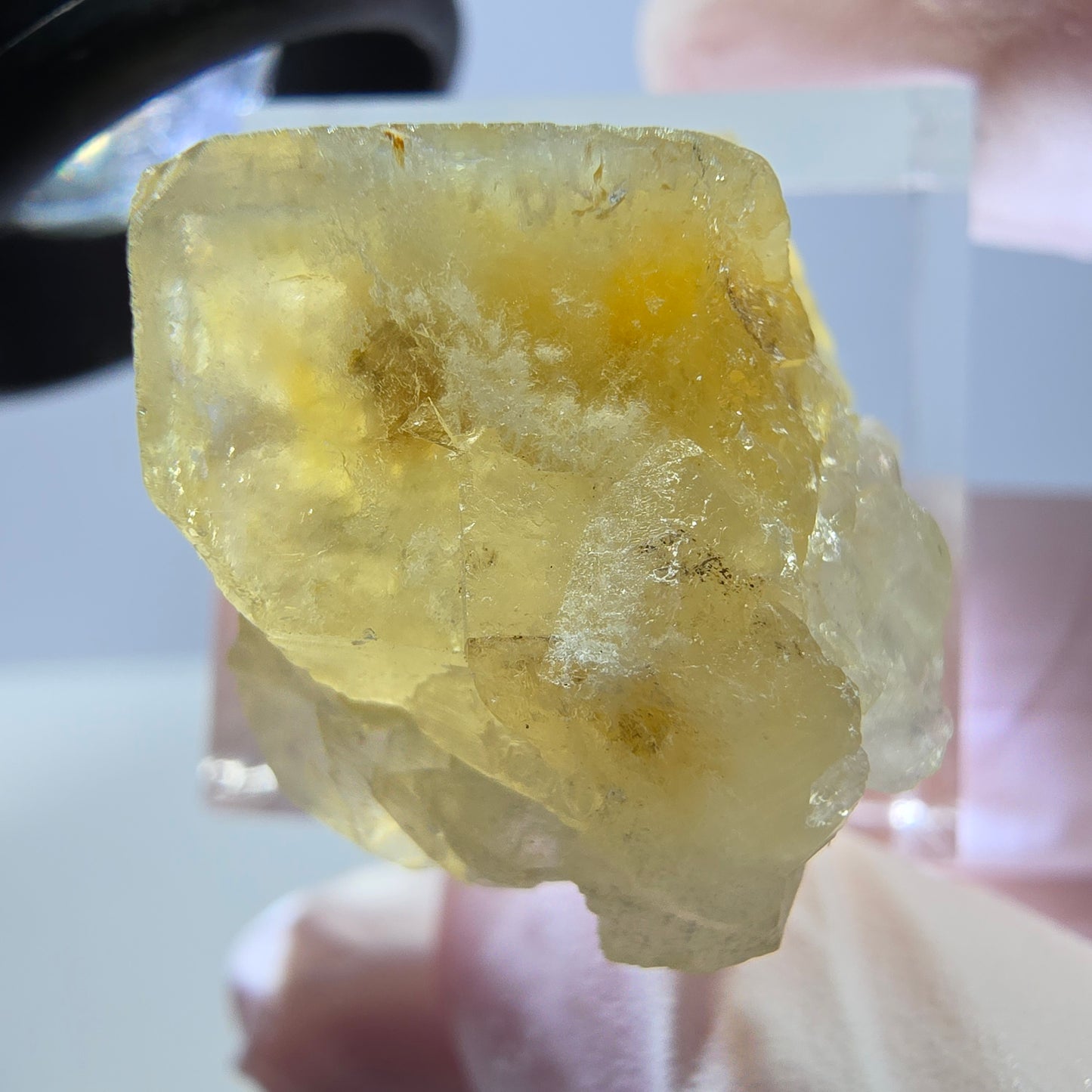 Phantom Fluorit Würfel Stufe, gelb Okorusu, Namibia 26*18*18mm
