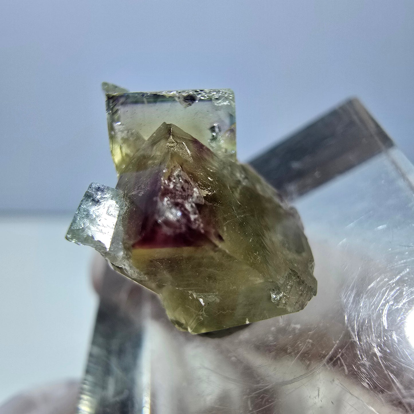 Phantom Fluorit Würfel Stufe, gelb lila Okorusu, Namibia 16*14*13mm