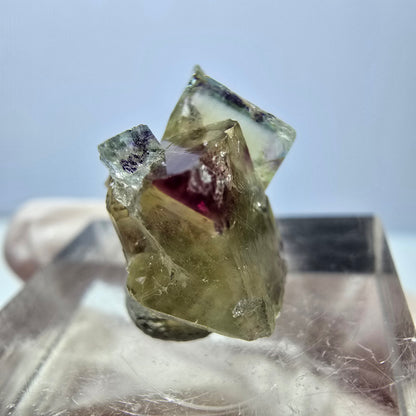 Phantom Fluorit Würfel Stufe, gelb lila Okorusu, Namibia 16*14*13mm