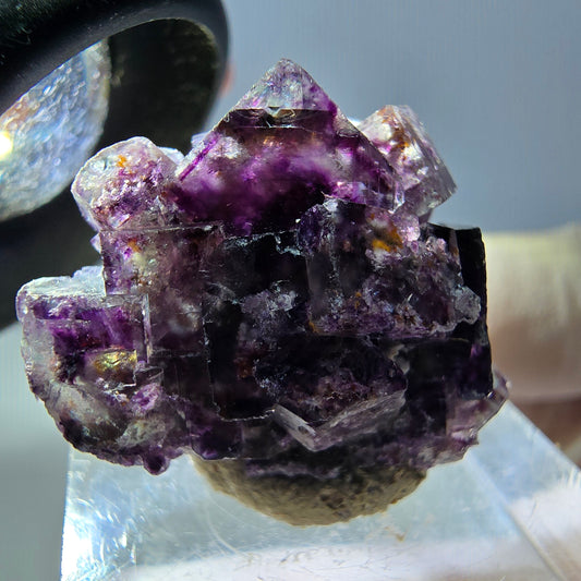 Phantom Fluorit Würfel Stufe, lila weiß Okorusu, Namibia 26*20*15mm