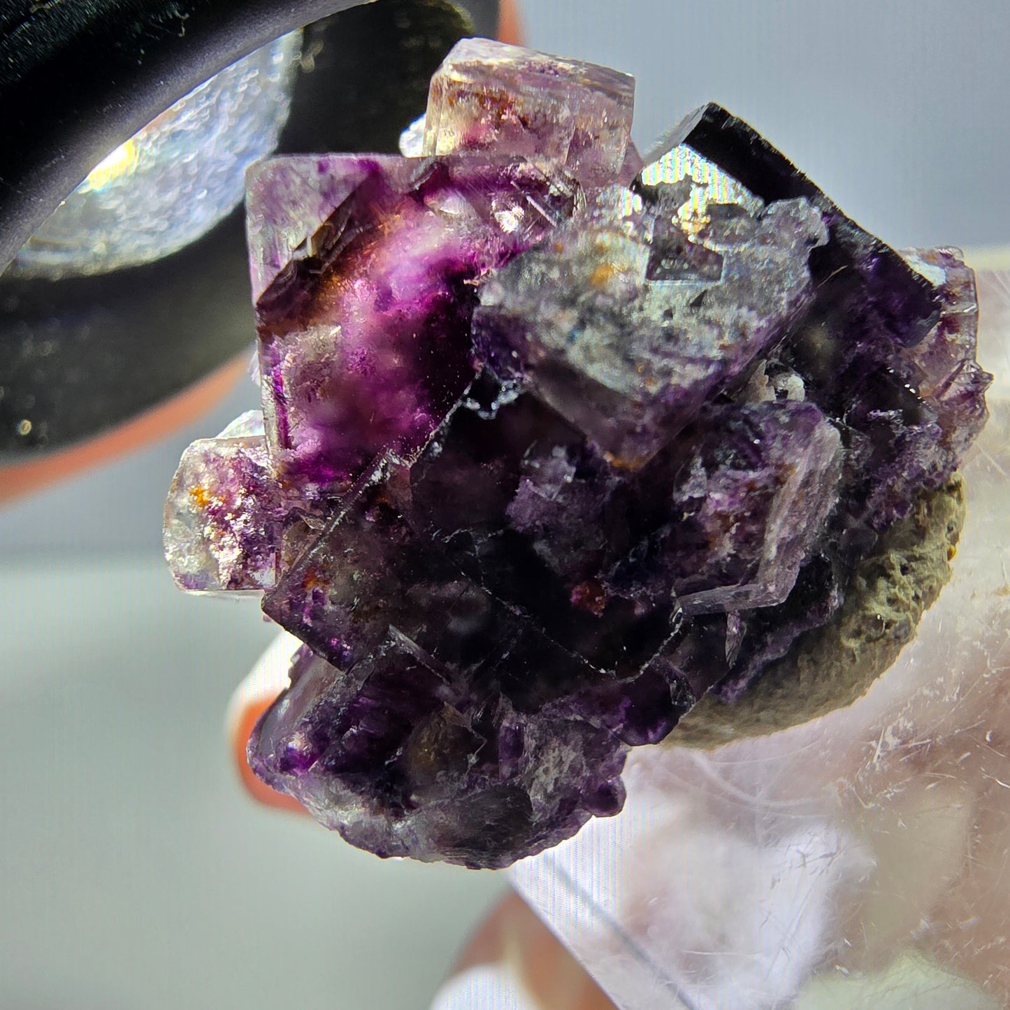 Phantom Fluorit Würfel Stufe, lila weiß Okorusu, Namibia 26*20*15mm