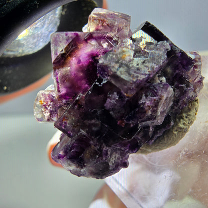 Phantom Fluorit Würfel Stufe, lila weiß Okorusu, Namibia 26*20*15mm