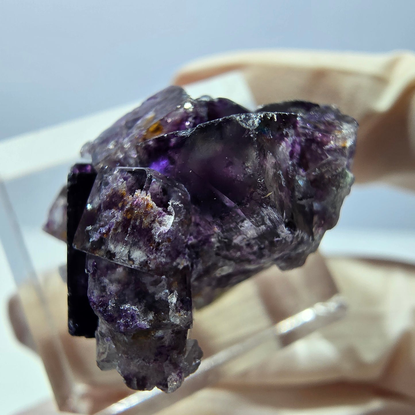 Phantom Fluorit Würfel Stufe, lila weiß Okorusu, Namibia 26*20*15mm