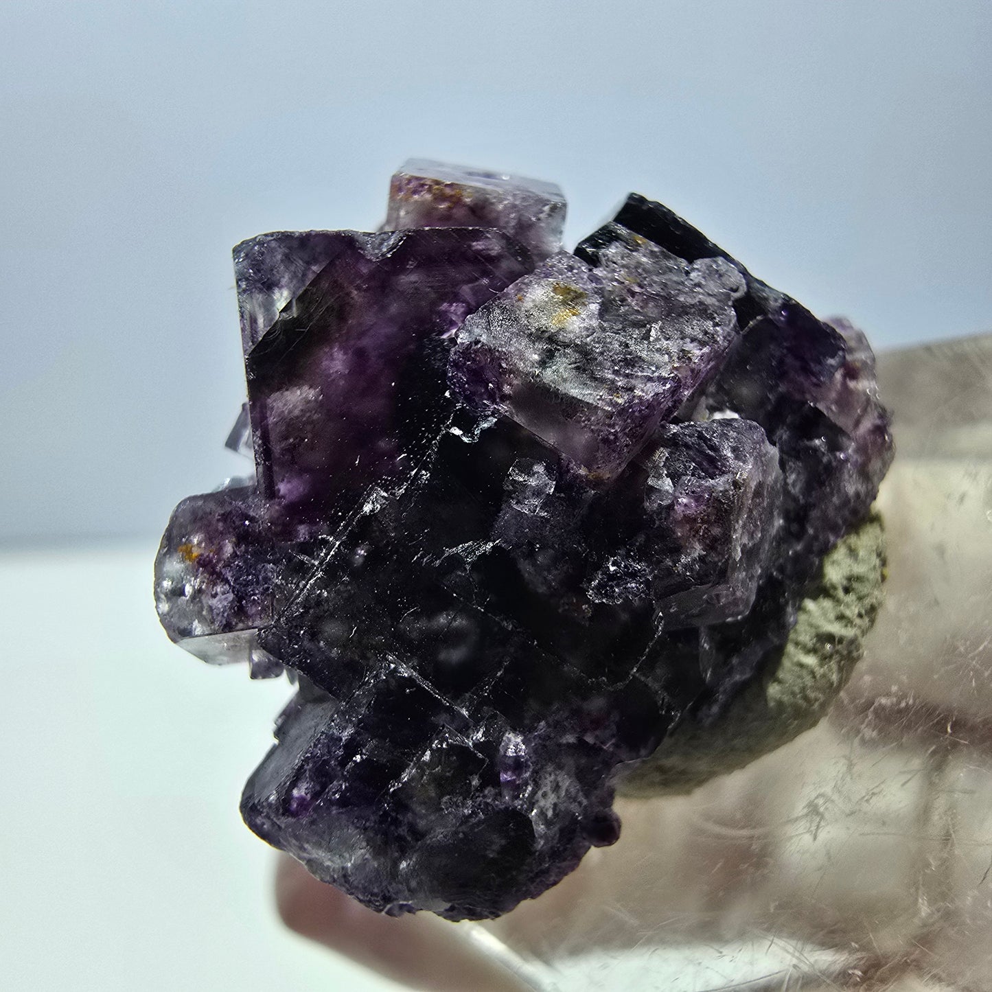 Phantom Fluorit Würfel Stufe, lila weiß Okorusu, Namibia 26*20*15mm
