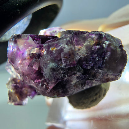 Phantom Fluorit Würfel Stufe, lila weiß Okorusu, Namibia 26*20*15mm