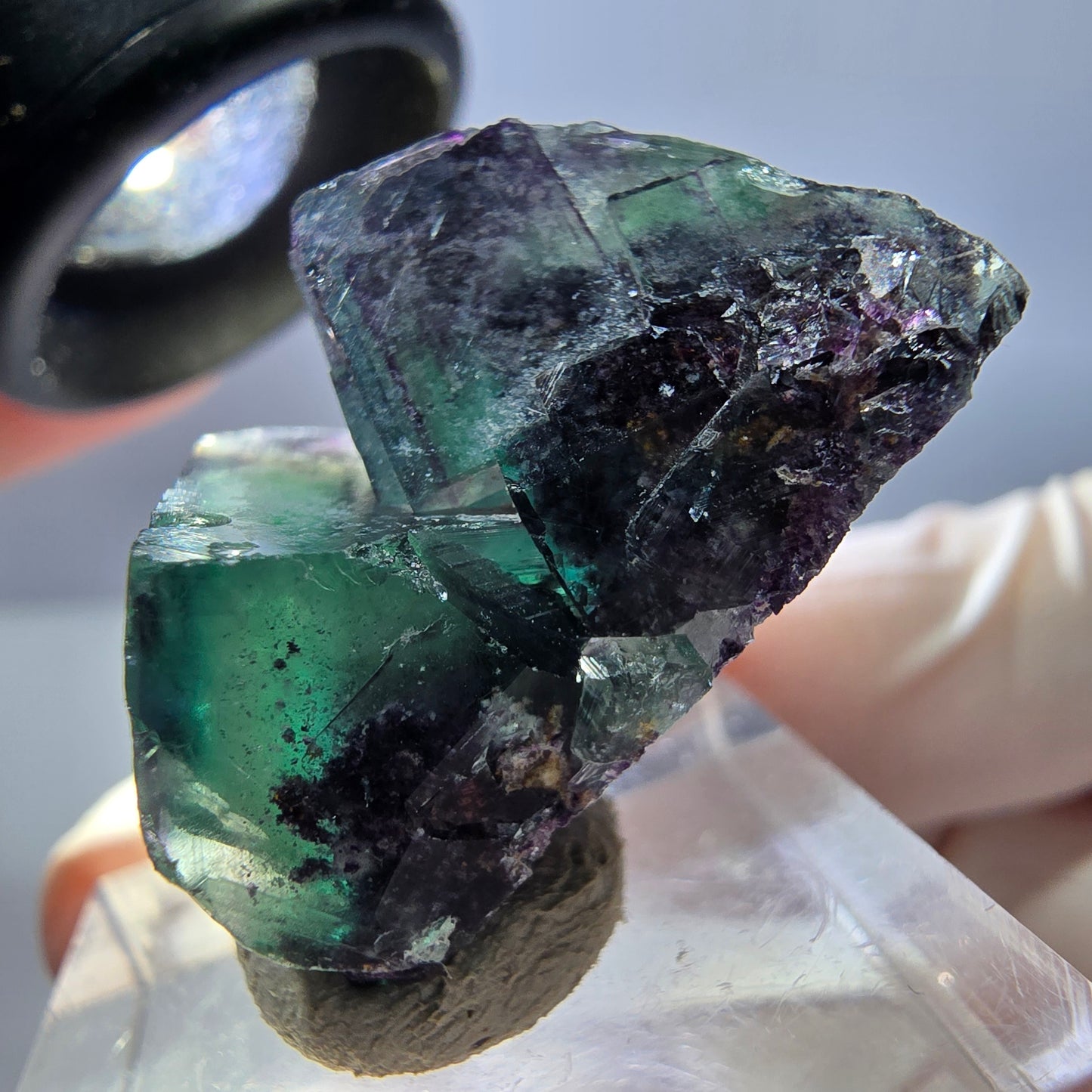 Phantom Fluorit Würfel Stufe, lila grün Okorusu, Namibia 28*22*17mm