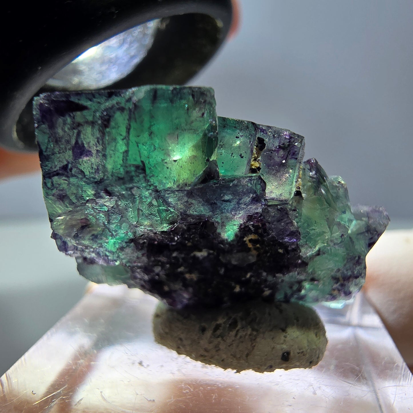 Phantom Fluorit Würfel Stufe, lila grün Okorusu, Namibia 29*23*15mm