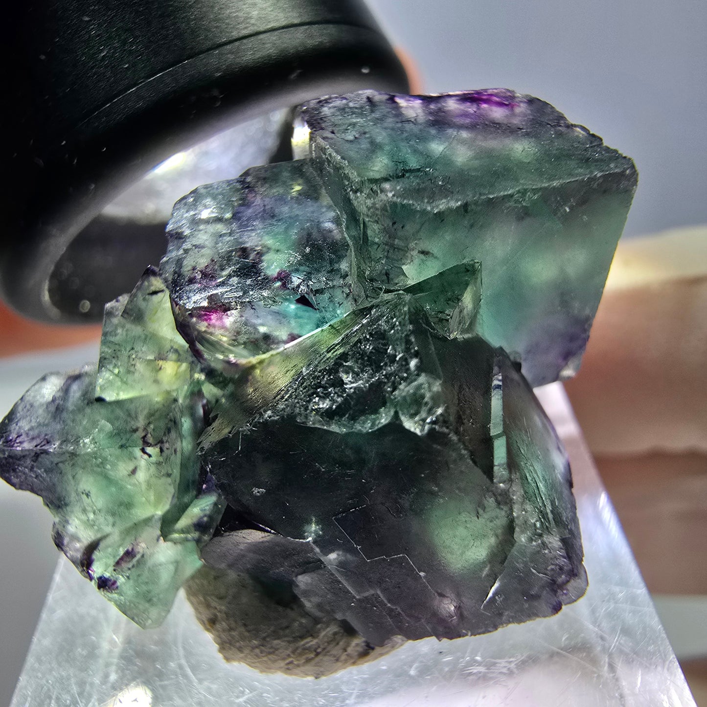 Phantom Fluorit Würfel Stufe, lila grün Okorusu, Namibia 29*23*15mm