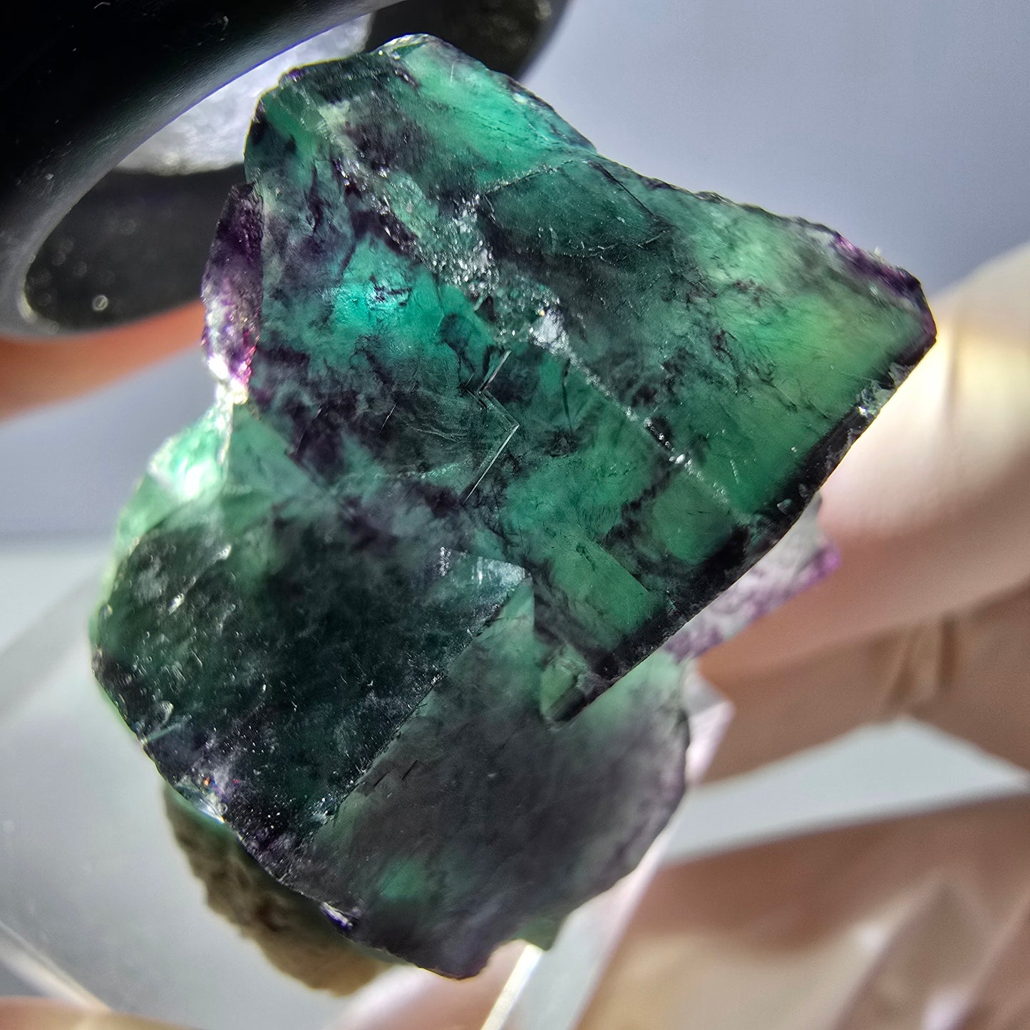Phantom Fluorit Würfel Stufe, lila grün Okorusu, Namibia 32*25*20mm