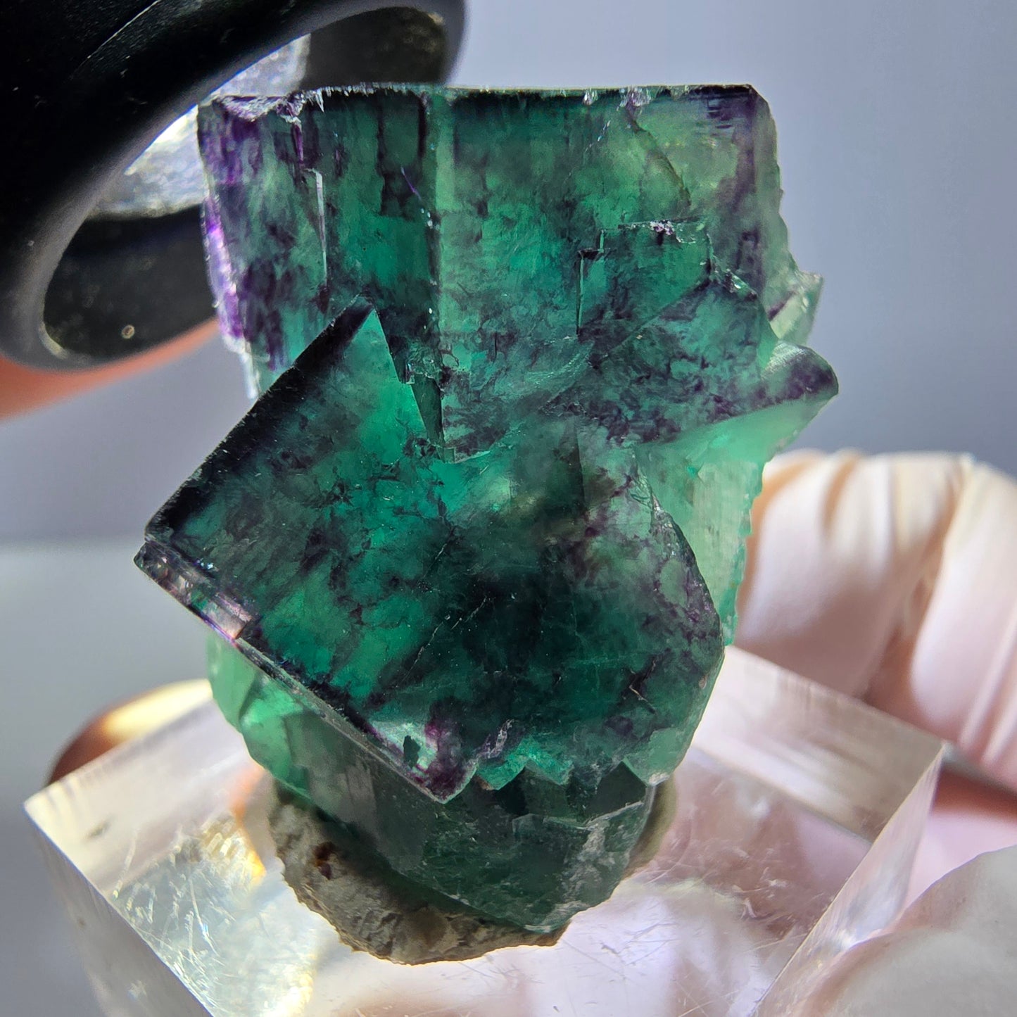 Phantom Fluorit Würfel Stufe, lila grün Okorusu, Namibia 32*25*20mm