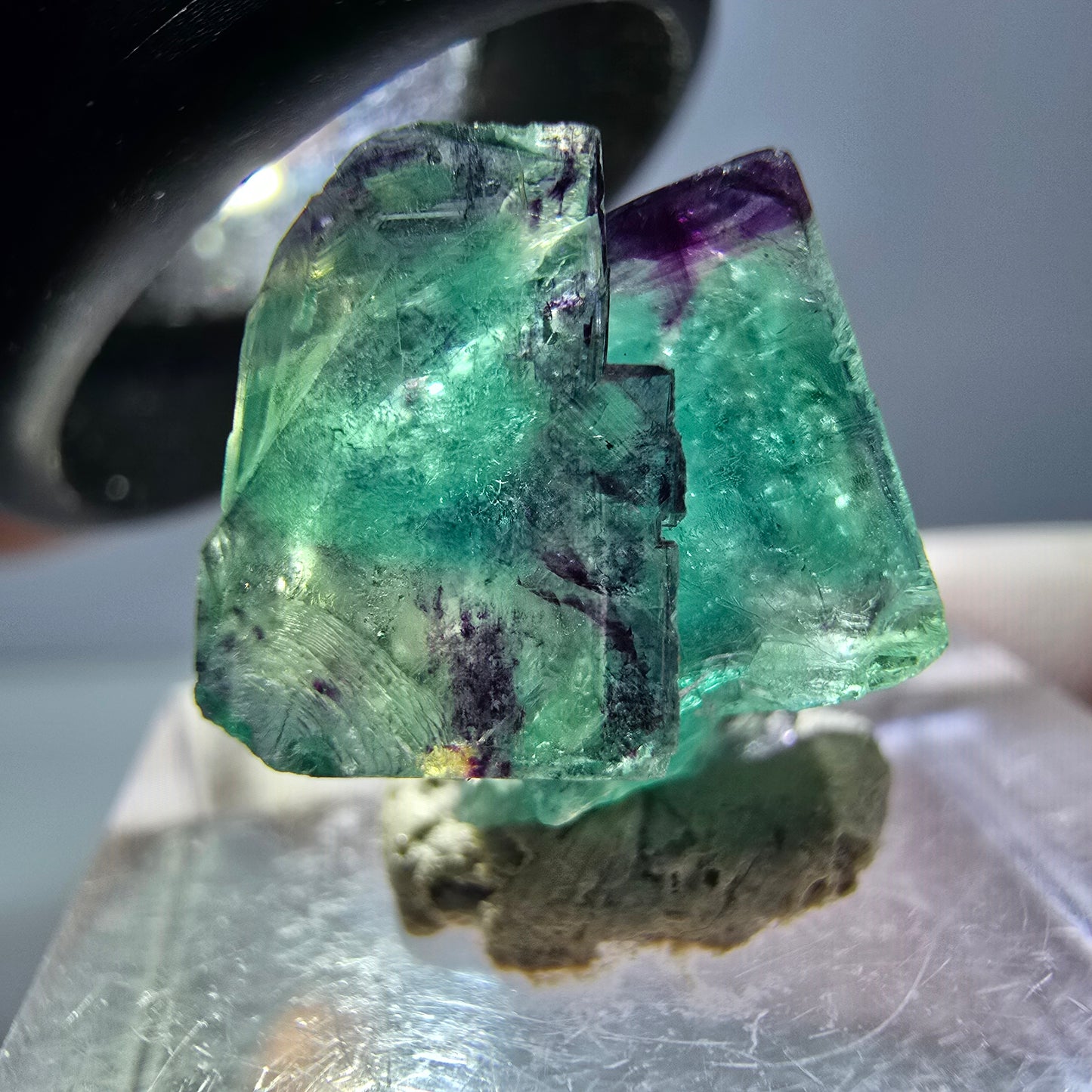 Phantom Fluorit Würfel Stufe, lila grün Okorusu, Namibia 18*12*11mm