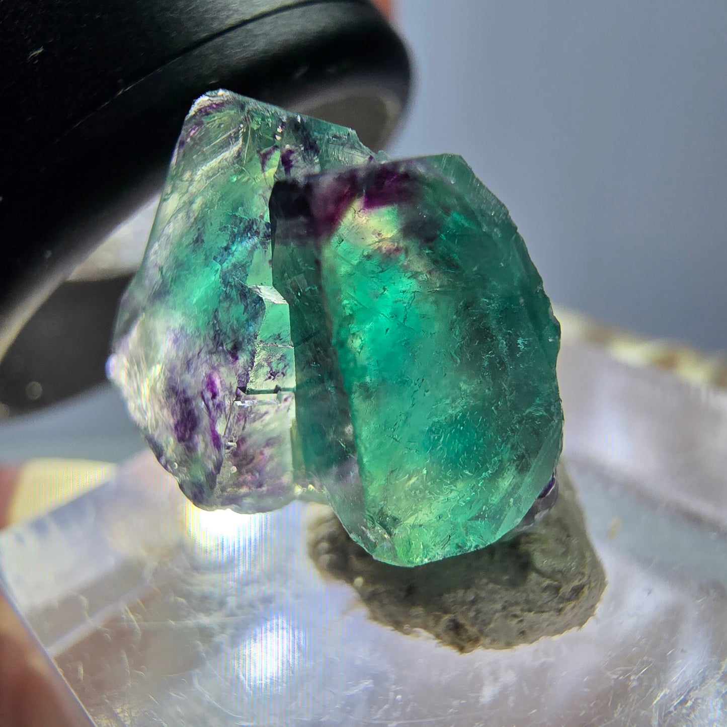 Phantom Fluorit Würfel Stufe, lila grün Okorusu, Namibia 18*12*11mm