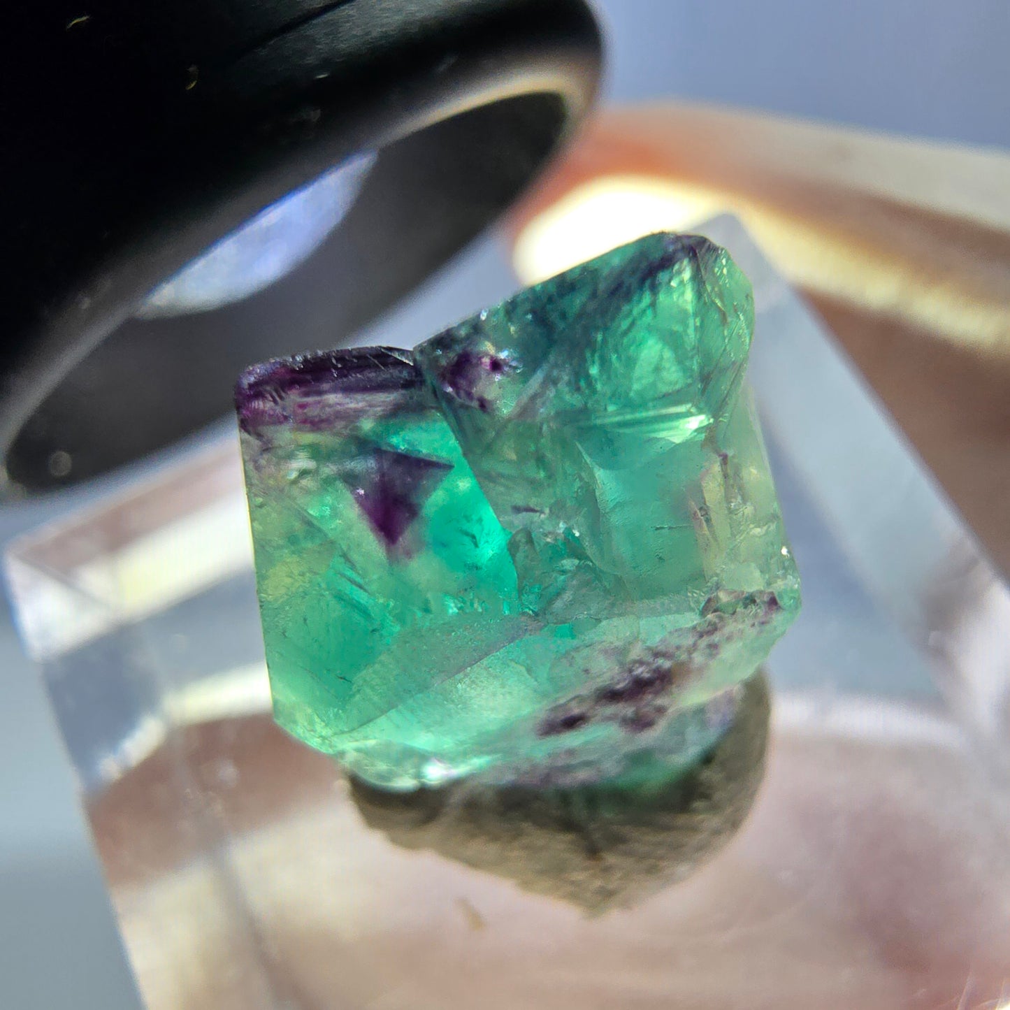 Phantom Fluorit Würfel Stufe, lila grün Okorusu, Namibia 18*12*11mm
