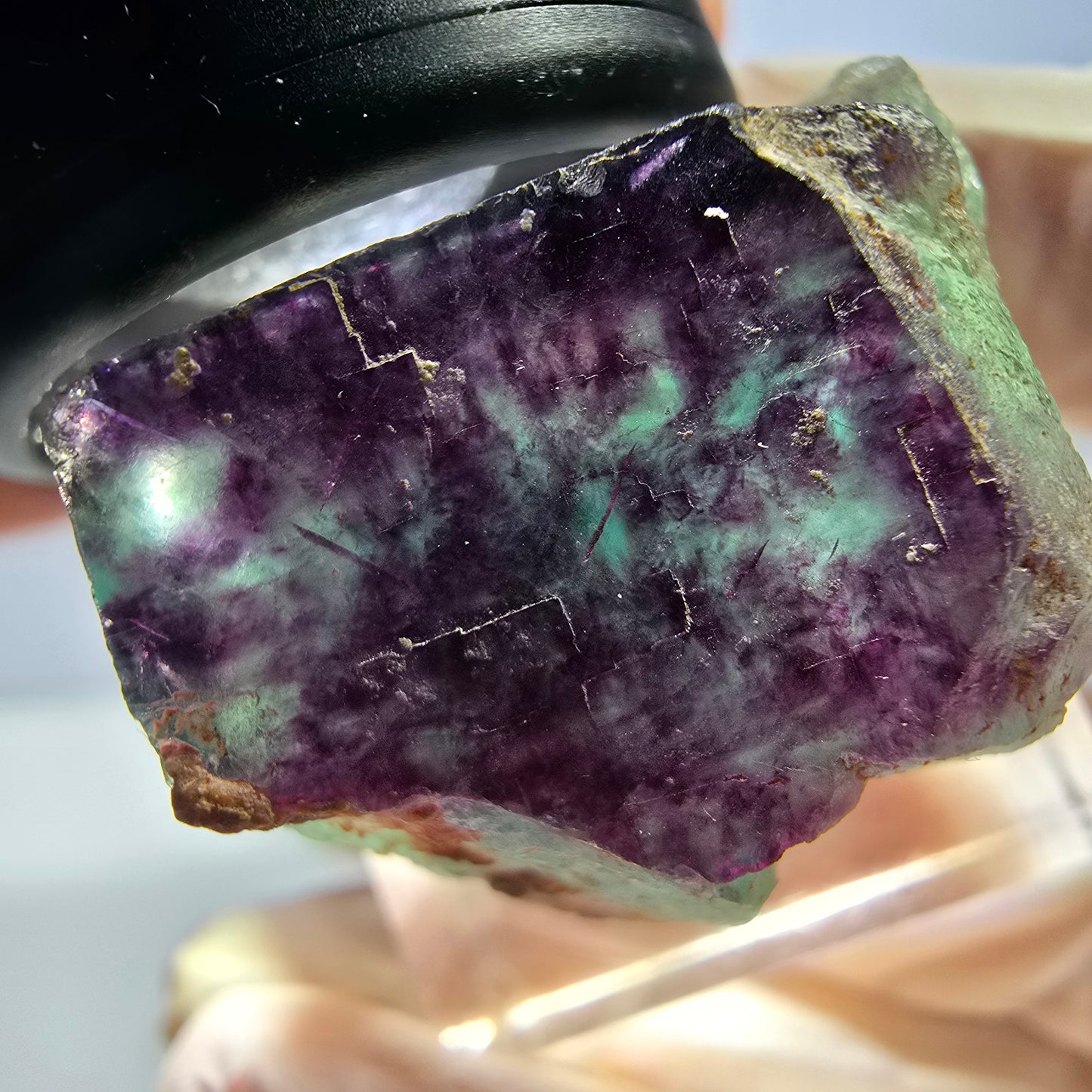 Phantom Fluorit Würfel Stufe, lila grün Okorusu, Namibia 29*26*20mm