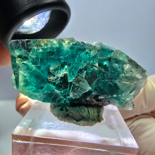 Phantom Fluorit Würfel Stufe, lila grün Okorusu, Namibia 27*22*16mm