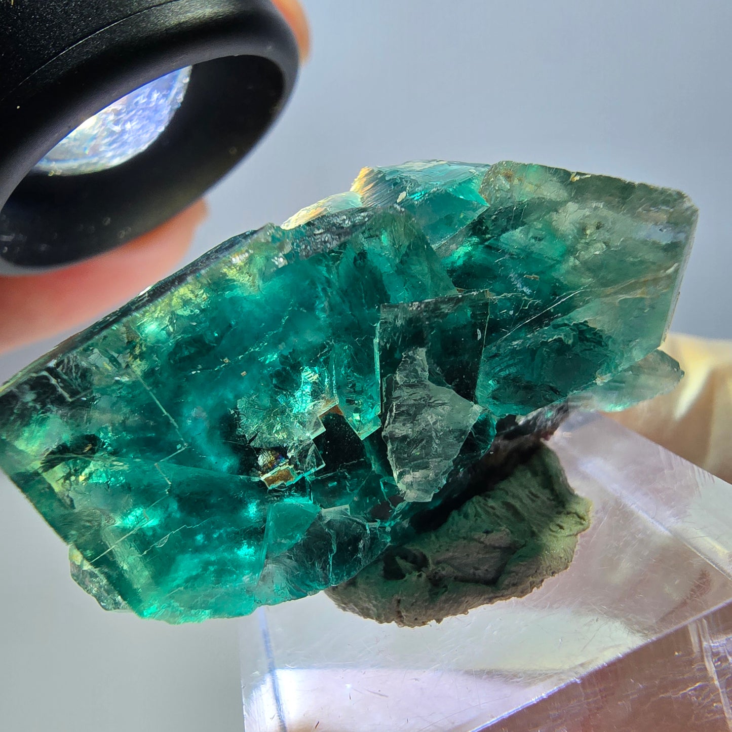Phantom Fluorit Würfel Stufe, lila grün Okorusu, Namibia 27*22*16mm