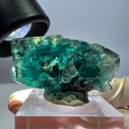 Phantom Fluorit Würfel Stufe, lila grün Okorusu, Namibia 27*22*16mm