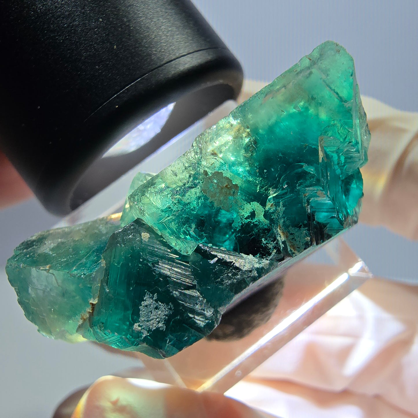 Phantom Fluorit Würfel Stufe, lila grün Okorusu, Namibia 27*22*16mm
