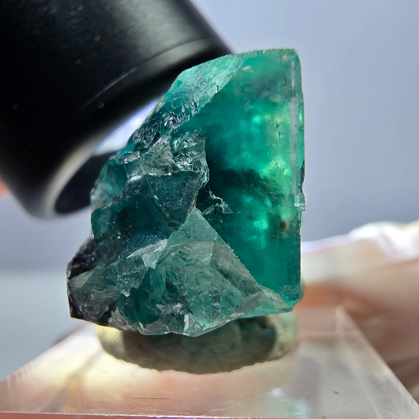 Phantom Fluorit Würfel Stufe, lila grün Okorusu, Namibia 27*22*16mm