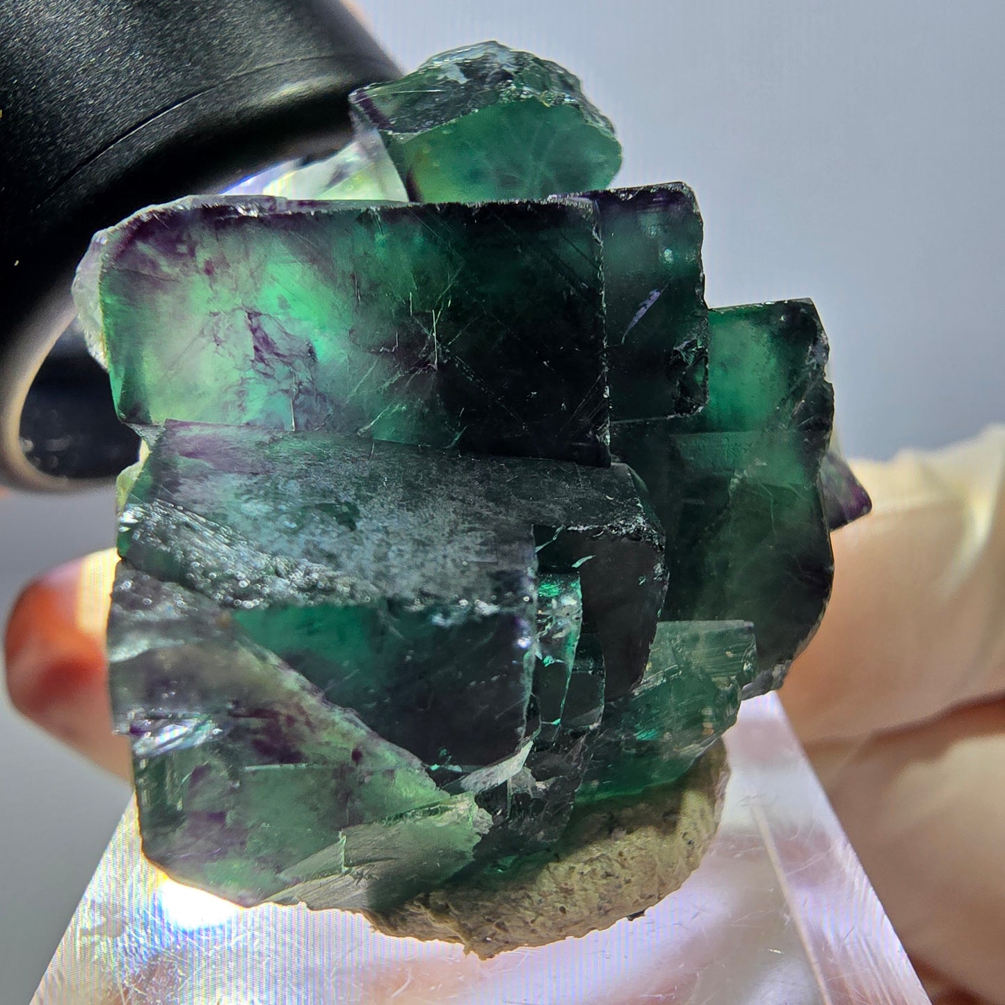 Phantom Fluorit Würfel Stufe, lila grün Okorusu, Namibia 34*29*21mm