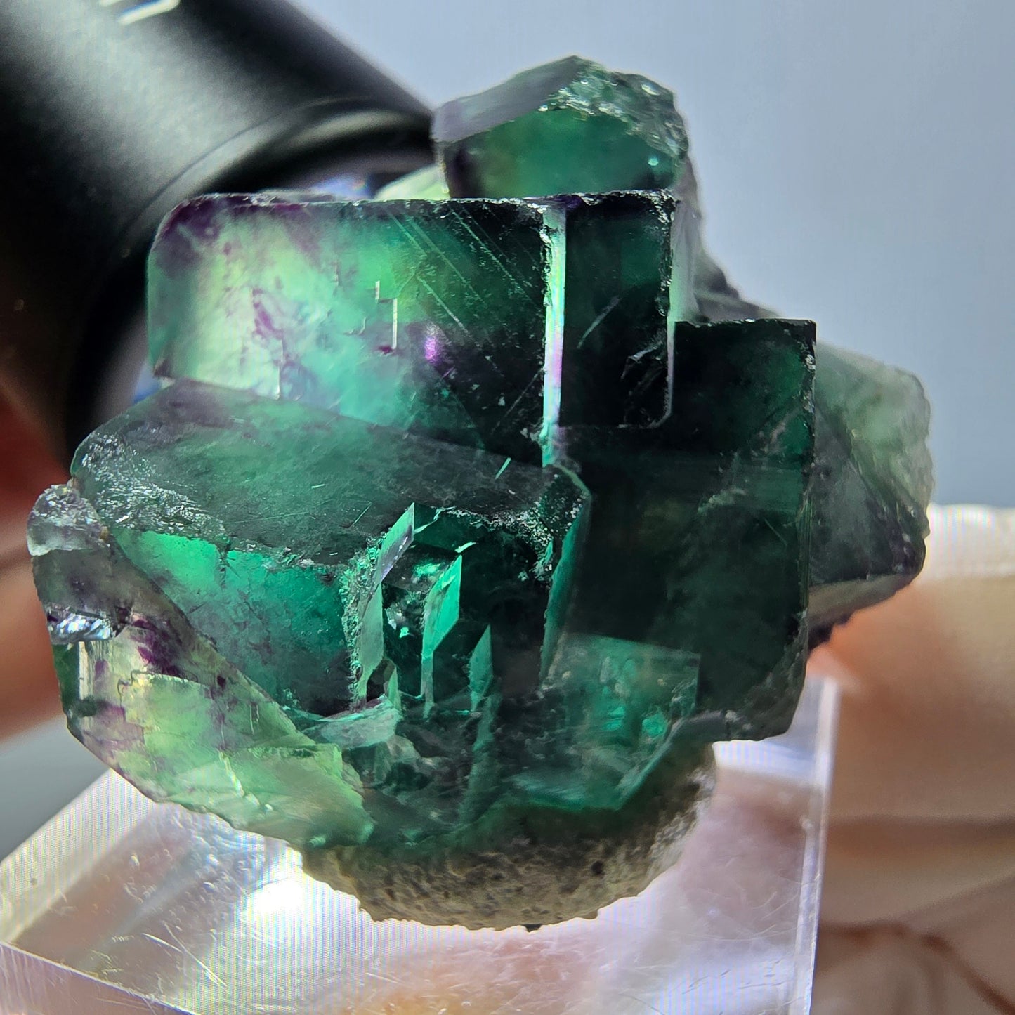Phantom Fluorit Würfel Stufe, lila grün Okorusu, Namibia 34*29*21mm