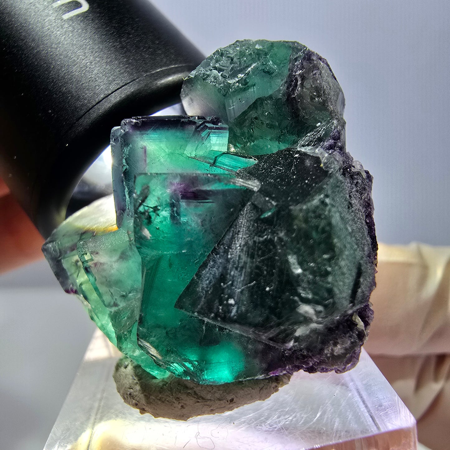 Phantom Fluorit Würfel Stufe, lila grün Okorusu, Namibia 34*29*21mm