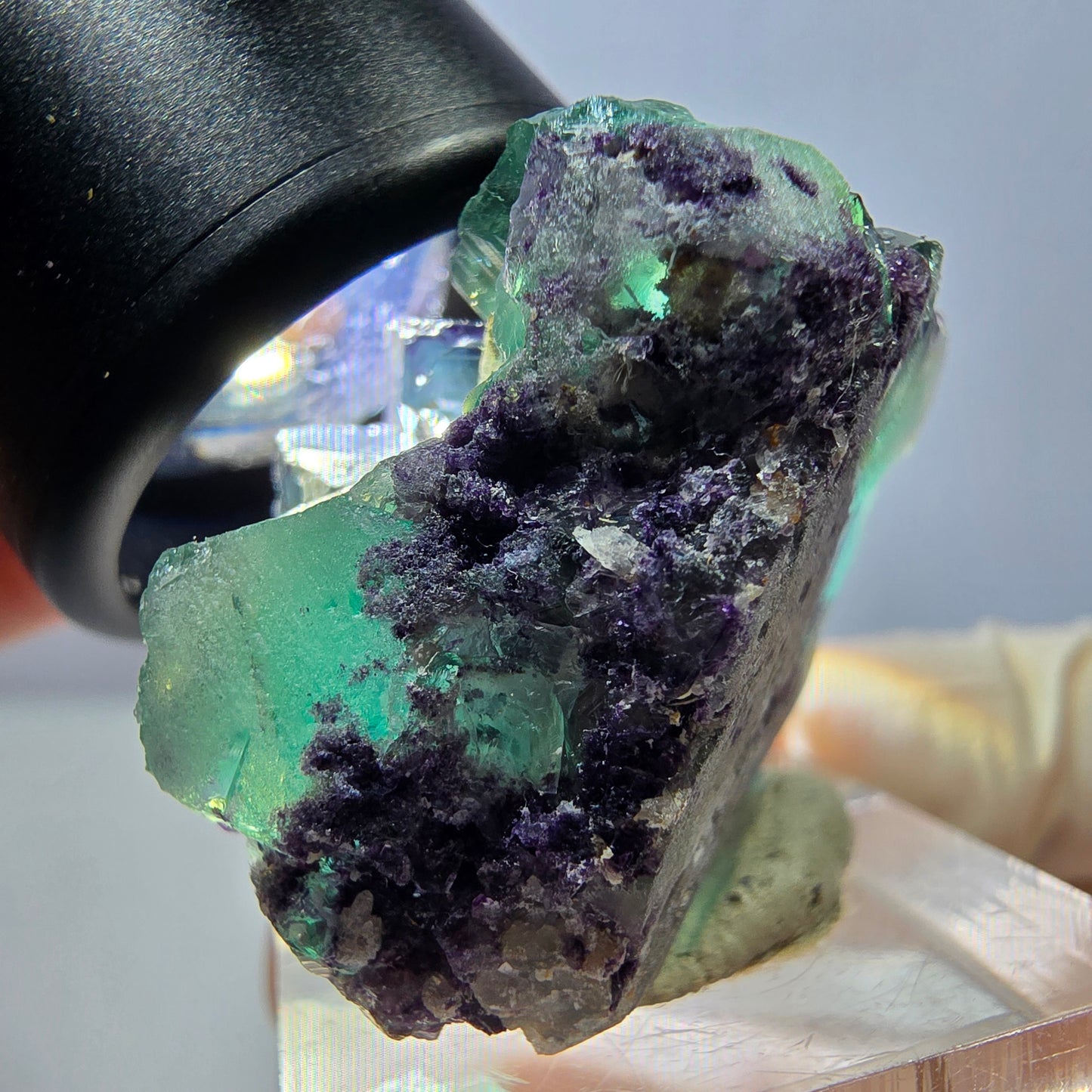 Phantom Fluorit Würfel Stufe, lila grün Okorusu, Namibia 34*29*21mm