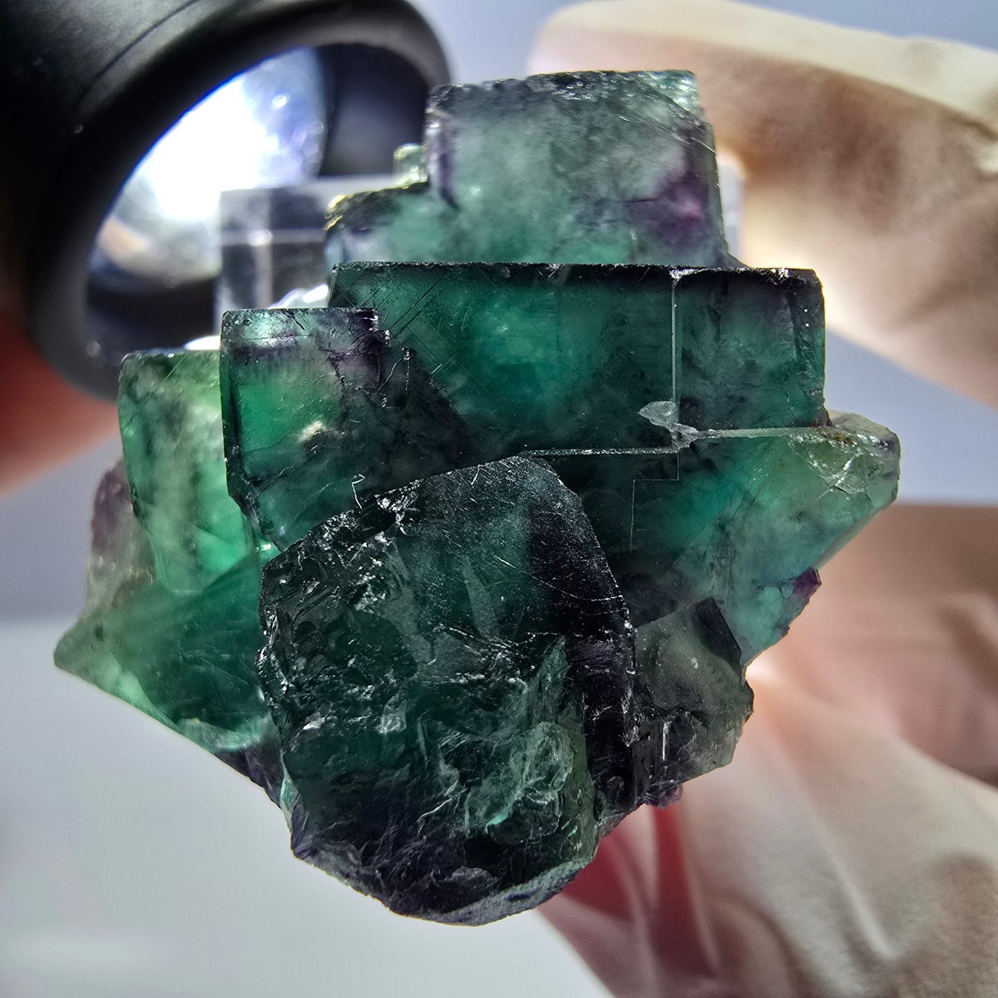 Phantom Fluorit Würfel Stufe, lila grün Okorusu, Namibia 34*29*21mm
