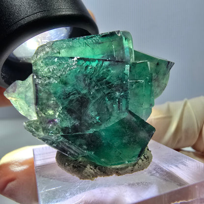Phantom Fluorit Würfel Stufe, lila grün Okorusu, Namibia 38*32*16mm