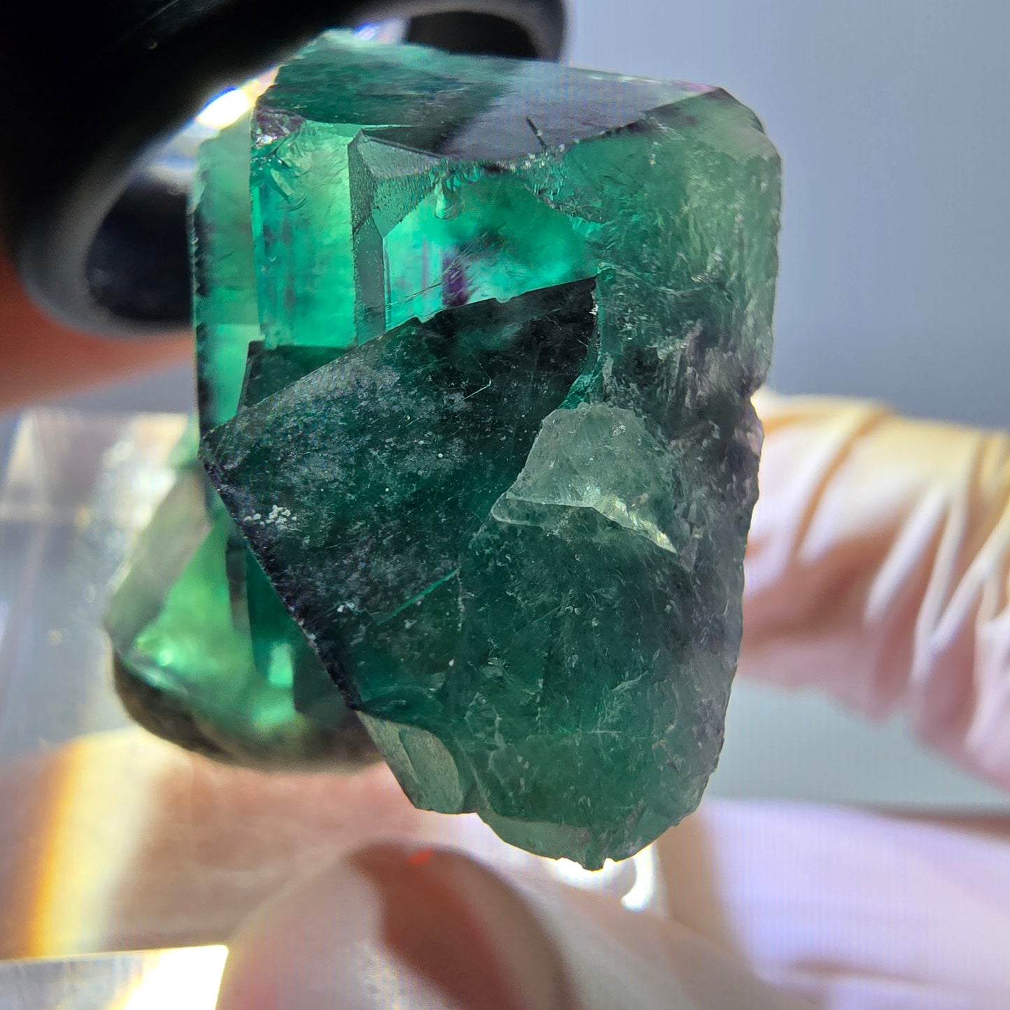 Phantom Fluorit Würfel Stufe, lila grün Okorusu, Namibia 38*32*16mm